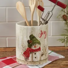 Park Designs Farmhouse Snowman Utensil Crock - Off-White