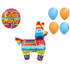 LOONBALLOON Fiesta Theme Balloon Set, 33 Inch Fiesta Pinata Balloon, Cinco de Mayo Celebration Balloon, 4xpcs Latex Balloons
