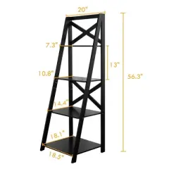 Costway 4-Tier Ladder Shelf Bookshelf Bookcase Storage Display Leaning Home Office Decor