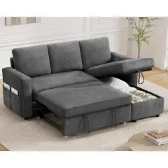 Dyonery 81" Sleeper Sofa Bed with Pull Out Bed, L Shaped Couch Sectional Sleeper Sofa, Pull Out Couch with Reversible Storage Chaise