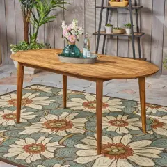 Stamford Oval Acacia Wood Dining Table - Teak - Christopher Knight Home
