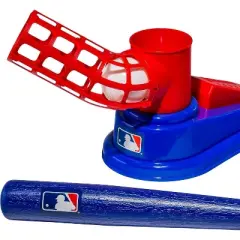 Franklin MLB Pop A Pitch Youth Baseball Batting Machine With Plastic Bat, Balls & Pitch Unit