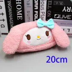 Paaaawaters Soft Plush Pencil Case for Girls with Adorable Rabbit Ears and Bow Pink 20cm