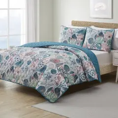 Ivory Coast Disperse Print 3pc Reversible Quilt Set - VCNY