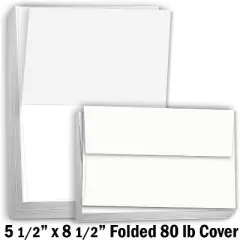 Hamilco Blank Cards and Envelopes White Cardstock Paper 5.5" x 8.5" folded 100 Pack