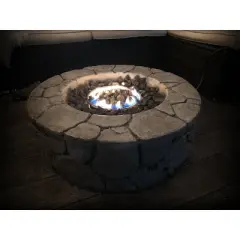 9 inch H x 28 inch W Fiber Reinforced Concrete Outdoor Fire Pit, 40,000 BTU, Stone Gray, CM-1021