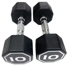 NAYSAYE Dumbbell Set of 2 10LBS Octagonal with Chrome Plated Contour Knurled Handle High End RPE Material for Home Gym, Silver, 11"*8"*4"