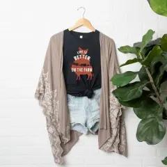 Simply Sage Market Women's Life Is Better On The Farm Colorful Short Sleeve Graphic Tee