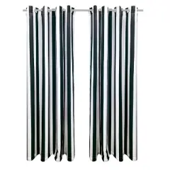 Commonwealth Seascapes Stripes Light Filtering Provide Privacy Satiny Look Grommet Outdoor Panel Pair Black