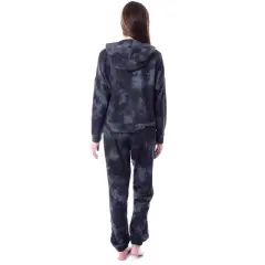 Def Leppard Womens' Hysteria Album Cover Lounge Cropped Hooded Jogger Set Black