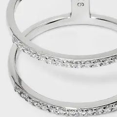 Sterling Silver Pave Cubic Zirconia Double Row Band Ring - A New Day&trade; Silver