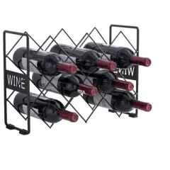 Kings Brand Furniture - Countertop Tabletop Wine Rack, Wine Bottle Storage Holder Stand for Home Kitchen & Bar - Pewter - No Assembly Required