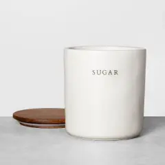 67oz Stoneware Sugar Canister with Wood Lid Cream/Brown - Hearth & Hand&trade; with Magnolia