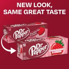 Dr Pepper Strawberries & Cream Soda - 12pk/12 fl oz Cans