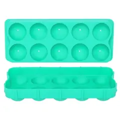 HIC Silicone Cannonball Sphere Whiskey Ice Ball Mold Tray, Vintage Blue