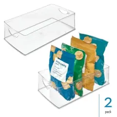 Plastic Kitchen Cabinet Storage Bins - Set of 2 - Clear - Made in USA