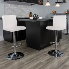 Emma and Oliver Panel Back Adjustable Height Barstool with Chrome Base