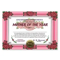 Beistle Mother Of The Year Certificate, 5" x 7", (6/Pkg) Multicolored