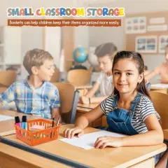 4E's Novelty 12 Pack Small Baskets for Classroom, Vibrant Boho Classroom Basket, Durable Class Accessories Baskets, Boho Colorful Bins for Classrooms