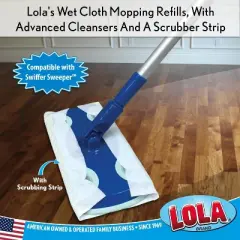 Lola Products Wet Mopping Pad Refills, Swiffer Sweeper Compatible w/ Scrubbing Strip, Fresh Citrus Scent, 12 Count