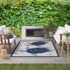 Nourison Aloha Turtle Coastal Outdoor Area Rug