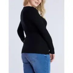 Women's Square Neck Rib Knit Long Sleeve Tee | Motherhood Maternity