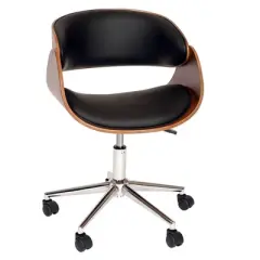 Julian Modern Chair Black/Walnut Veneer Back/Chrome - Armen Living
