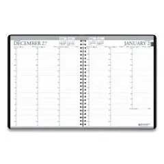 Recycled Professional Weekly Planner, 15-Minute Appts, 11 x 8.5, Blue Wirebound Soft Cover, 12-Month (Jan to Dec): 2026