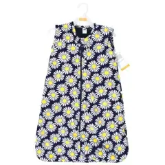 Hudson Baby Infant Girl Plush Faux Fur Sleeping Bag, Wearable Blanket, Navy Daisy