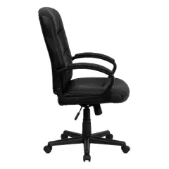 Mid-Back LeatherSoft Executive Swivel Office Chair with Three Line Horizontal Stitch Back and Arms Black - Flash Furniture