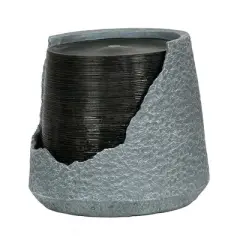 NAYSAYE Fountain Indoor Outdoor Broken Urn Water Feature Chic Modern Design for Garden Patio Lawn, Gray, 19.7"*19.7"*17.9"