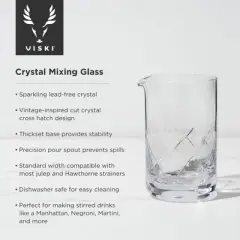 Viski Cocktail Mixing Glass, Crystal Pitcher,Clear
