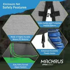 Machrus UBNET-12-6-IS Upper Bounce Replacement Safety Enclosure Net for 12 Foot Round Trampolines with 6 Straight Poles or 3 Arches, Black