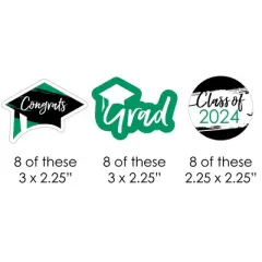 Big Dot of Happiness Green 2024 Graduation Paper Straw Decor - Party Striped Decorative Straws - Set of 24