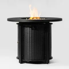 Moda Furnishings 32" Propane Gas Fire Pit Table, 50000 BTU Round Steel Fire Pit for Outside Patio Deck Garden Courtyard - Black