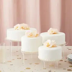 Juvale 4-Piece Round Acrylic Cake Stand for Dessert Table, Clear Cupcake Display Risers for Wedding, 4 Sizes
