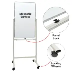 Excello Global Products Double Sided Whiteboard with Rolling Stand 40" x 24"