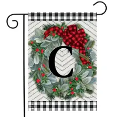 Briarwood Lane Winter Garden Flag 12x18 For Outdoor Winter Wreath Monogram Letter C For Winter Garden Flag Flags For Outside