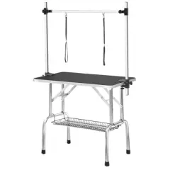 Gulches 36-Inch Foldable Pet Grooming Table for Pet Large Dogs and Cats with Adjustable Arm and Clamp - Black