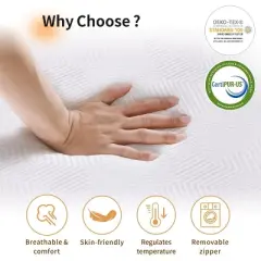 Vipbear Firm Memory Foam Mattress  12 Inch,Mattresses in a Box for Back Pain Relief, Firm Foam