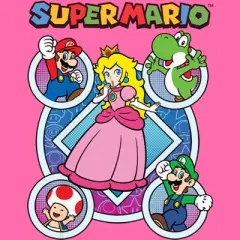Girl's Nintendo Super Mario Bros Princess Peach Character Circles Crop T-Shirt