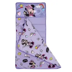 Disney Minnie Mouse I am Awesome Lavender and Pink Daisy Duck, Rainbow Hearts and Stars Toddler Nap Mat