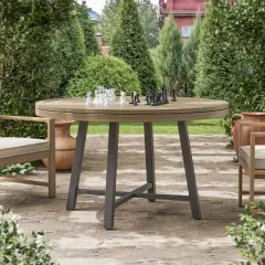 Greemotion 50.5" Lyon 3-in-1 Round Outdoor Convertible Dining Table: UV-Protected, Chess Board, Gray Frame