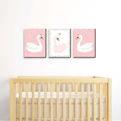 Big Dot of Happiness Swan Soiree - White Swan Nursery Wall Art and Kids Room Decorations - Gift Ideas - 7.5 x 10 inches - Set of 3 Prints