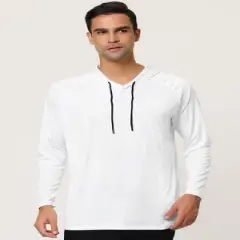 Lars Amadeus Men's Lightweight Long Sleeves Workout Athletic Hooded Pullover Shirt