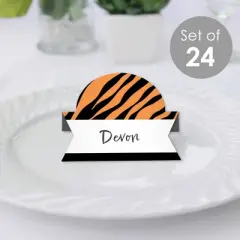 Big Dot of Happiness Tiger Print - Jungle Party Tent Buffet Card - Table Setting Name Place Cards - Set of 24