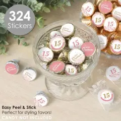 Big Dot of Happiness Mis Quince Anos - Quinceanera Sweet 15 Birthday Party Small Round Candy Stickers - Party Favor Labels - 324 Count