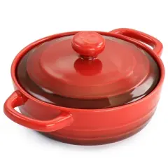 Crockpot Appleton 6 Piece 10 Ounce Stoneware Mini Casserole Set in Red with Lid