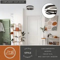 VAXCEL North End 13-in W Integrated LED Black Indoor Outdoor Flush Mount Ceiling Light Fixture