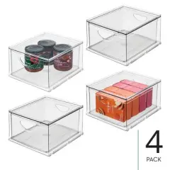 iDesign Stackable Storage Drawer for Pantry, Set of 4, Clear, Made in USA